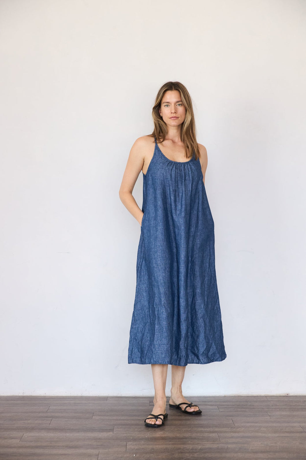 It Is Well | Linen Tank Dress in Indigo