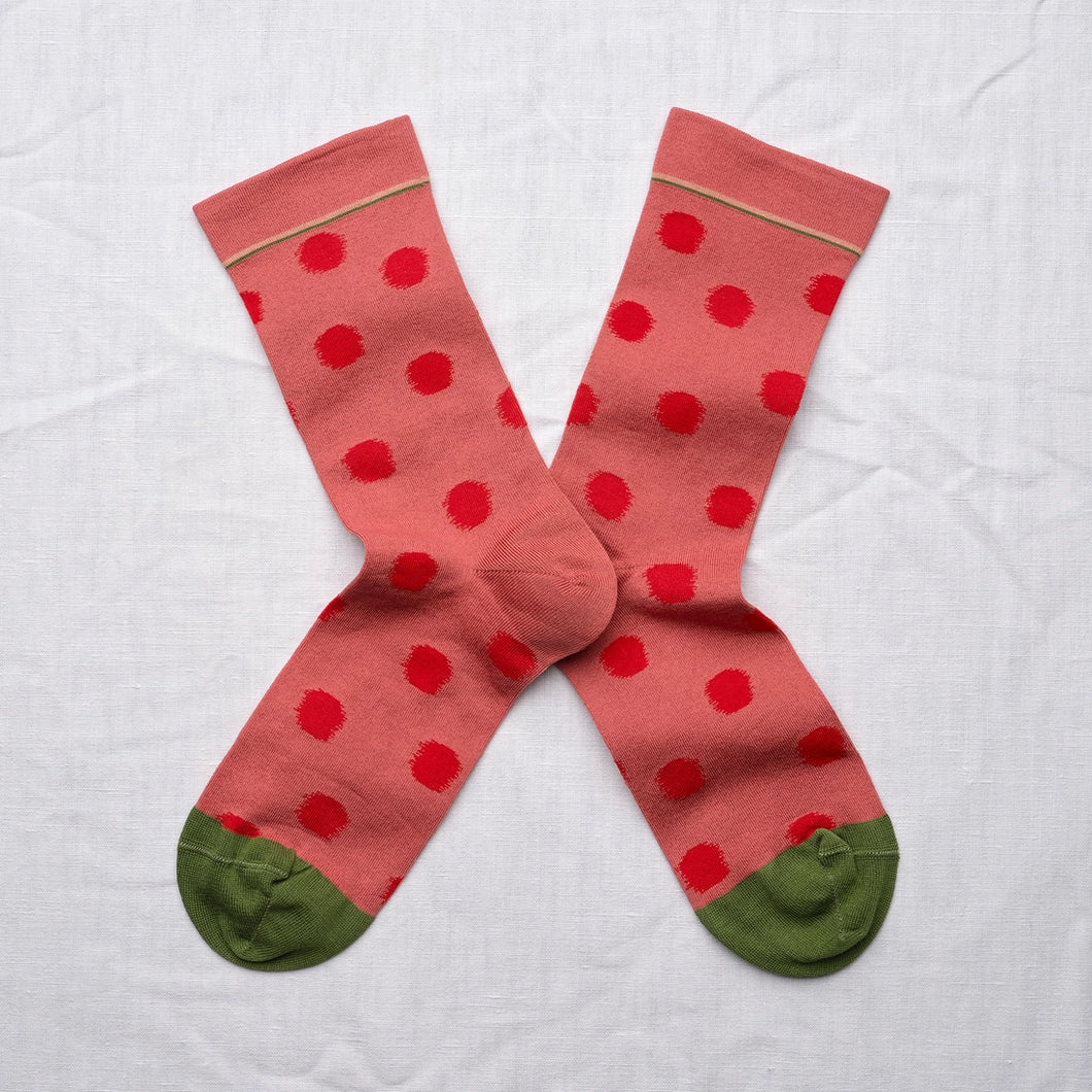 Bonne Maison | Polka Dot Socks in Faded Rouge