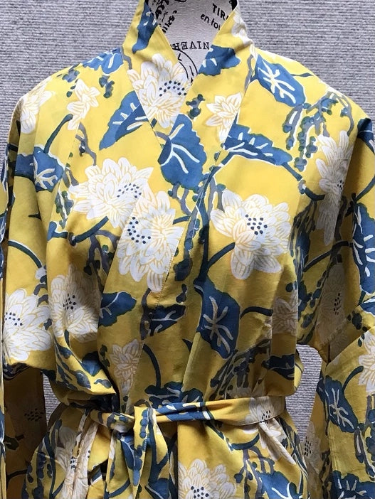 Yellow Lotus Cotton Robe