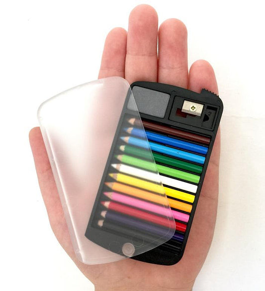 12 Mini Pencils in Clear Card Case with Mini Sharpener and Eraser
