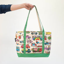 Load image into Gallery viewer, Richard Scarry Cars and Trucks and Things That Go Zippered Boat Tote Bag
