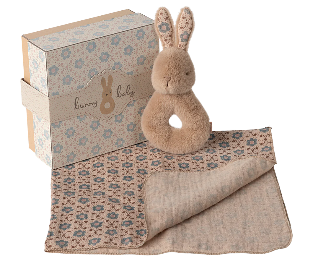 Maileg | Rabbit Rattle Set in Cream Peach