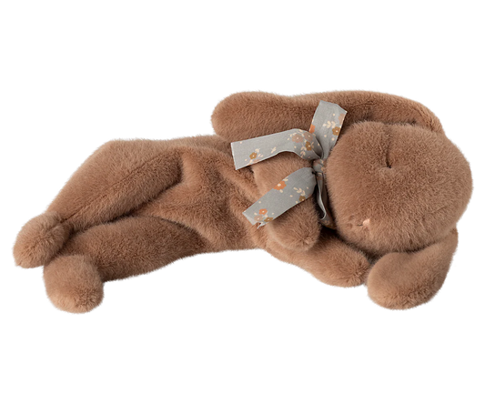 Maileg | Small Sleeping Plush Bunny in Soft Brown