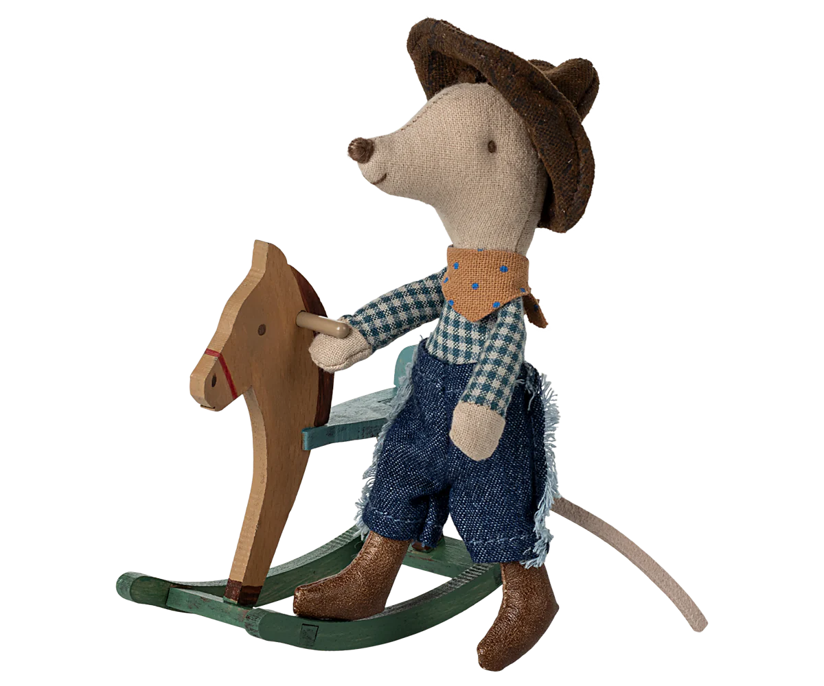 Maileg | Cowboy Mouse on Rocking Horse, Little Brother