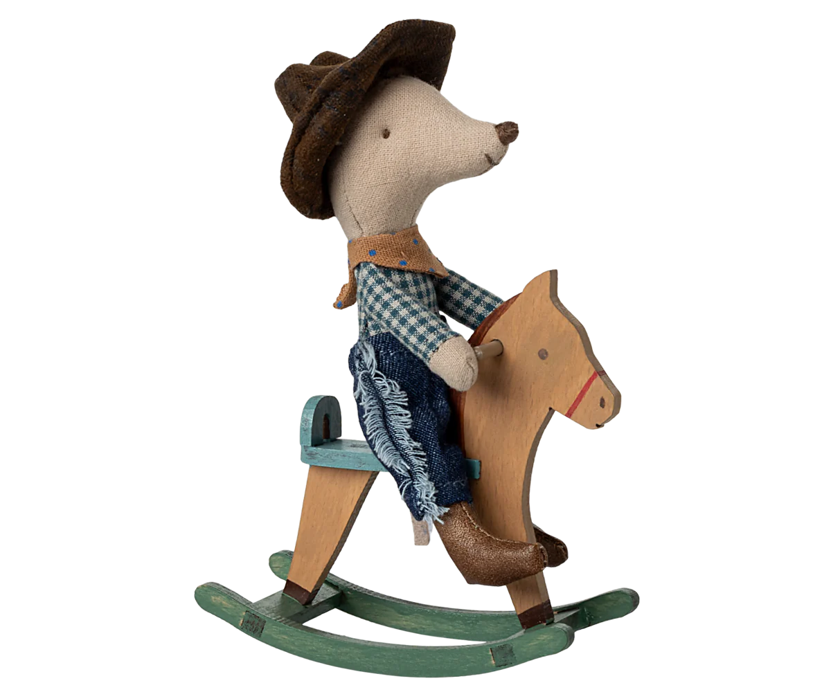 Maileg | Cowboy Mouse on Rocking Horse, Little Brother