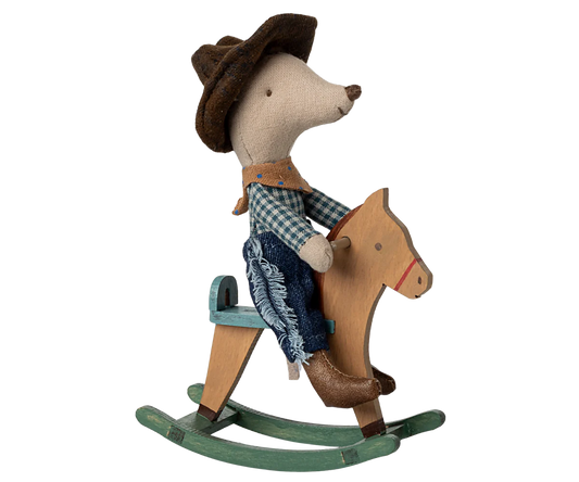 Maileg | Cowboy Mouse on Rocking Horse, Little Brother