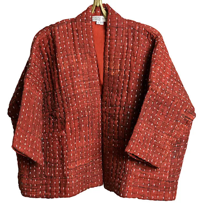 Marigold Row | Cropped Quilted Cotton Jacket in Red