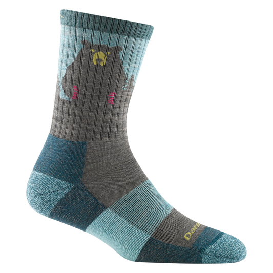 Bear Town Micro Crew Lightweight Hiking Sock in Aqua
