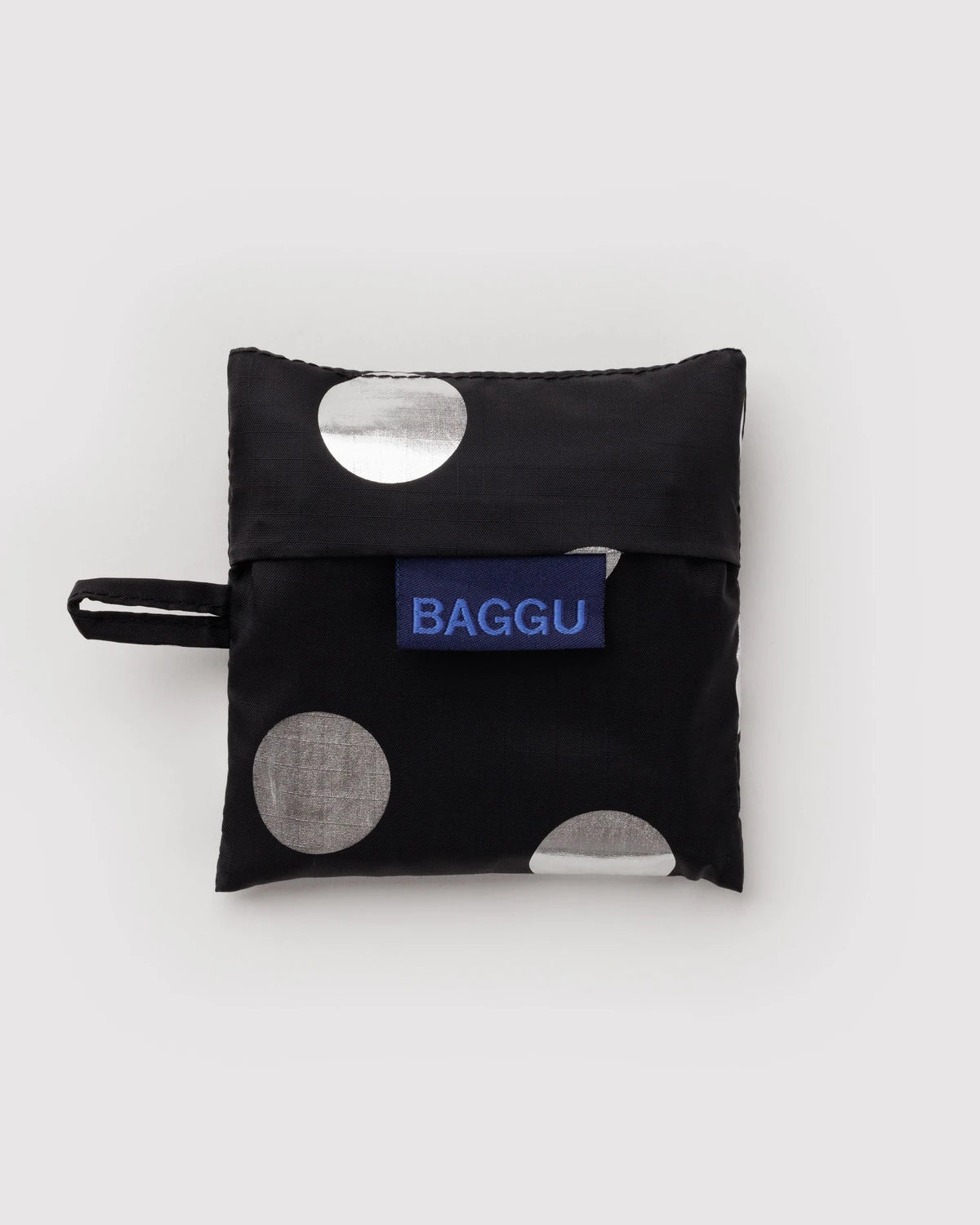 Baby Baggu in Metallic Silver Polka Dot