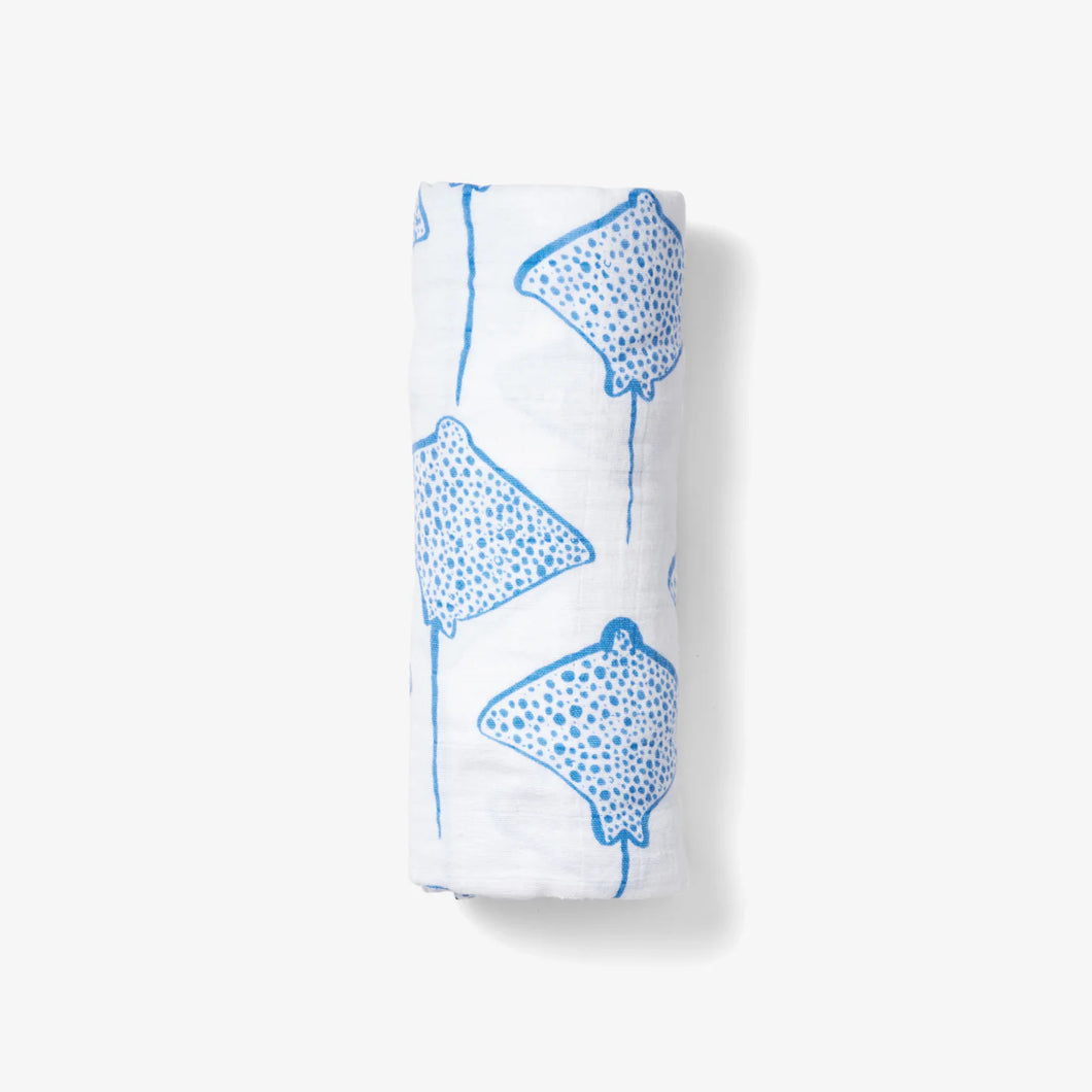 Lewis | Muslin Swaddle in Marine Stingray