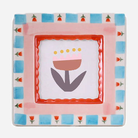 Red Flowers Ceramic Photo Frame