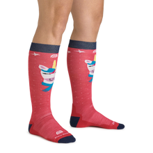 Load image into Gallery viewer, Darn Tough | Kids Magic Mountain Over-the-Calf Midweight Ski &amp; Snowboard Socks in Raspberry
