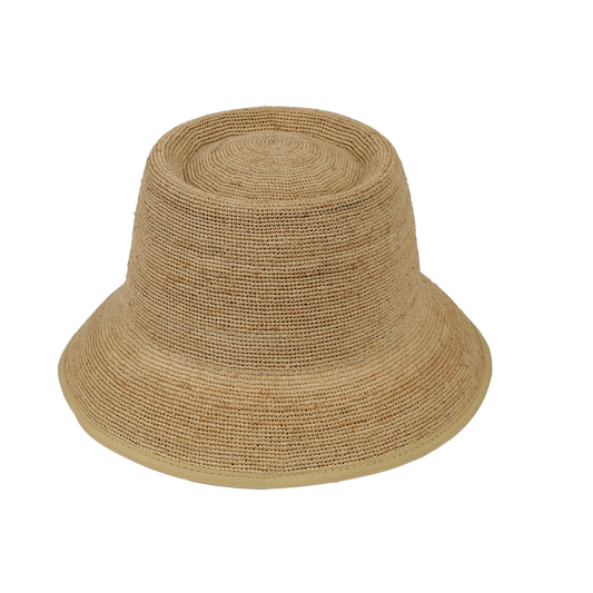 Natural Crochet Raffia Downward Brim Hat