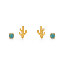 Load image into Gallery viewer, Amano Studio | Cactus and Turquoise Stud Earrings Set
