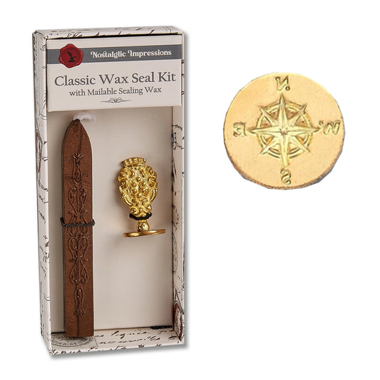 Florentine Brass Stamp Wax Seal Kit, Compass