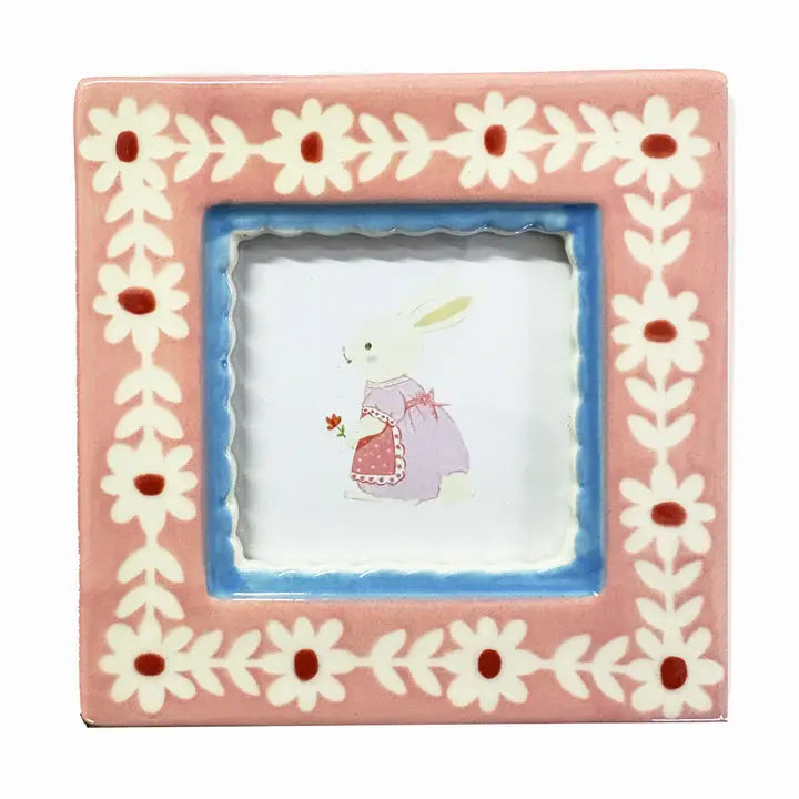 Pink Flowers Ceramic Photo Frame