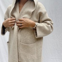 Load image into Gallery viewer, Hooded Open Lapel Coat in Oatmeal
