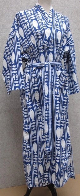 Blue Fish Cotton Robe