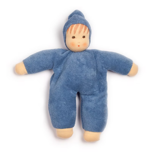 Organic Waldorf Cuddle Doll in Dark Blue