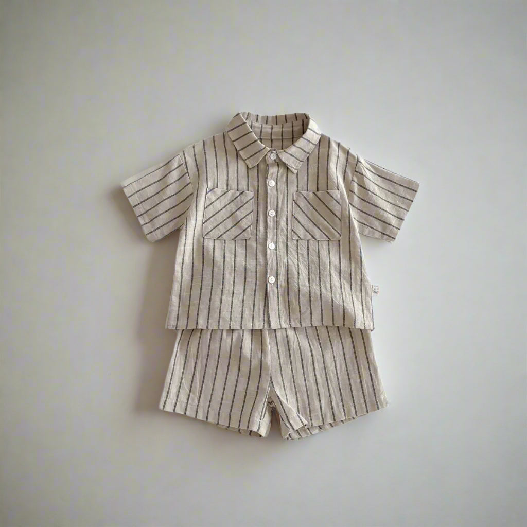 Shirt and Shorts Set in Spring Stripes