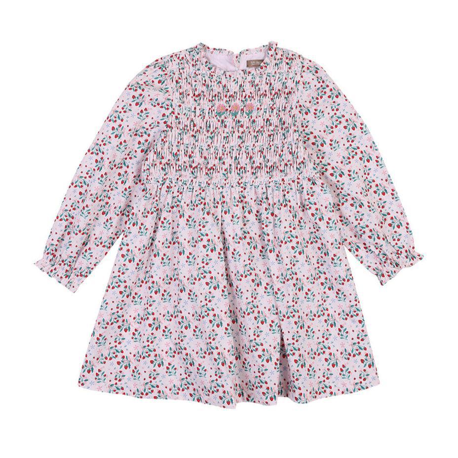 Leah Strawberry Print Smocked Dress
