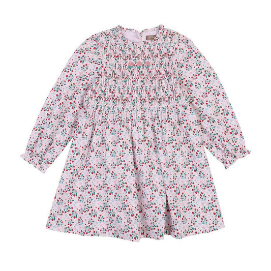 Leah Strawberry Print Smocked Dress