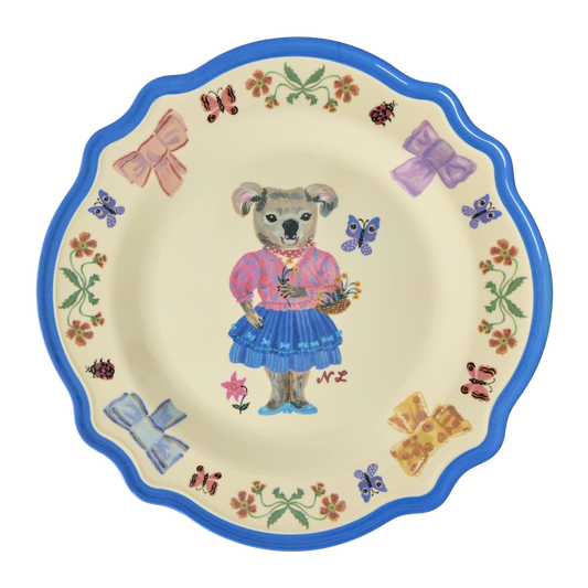 Nathalie Lété Vintage Dinner Plate in Blue Koala