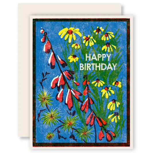 Happy Birthday Blue Sky Wildflowers Card