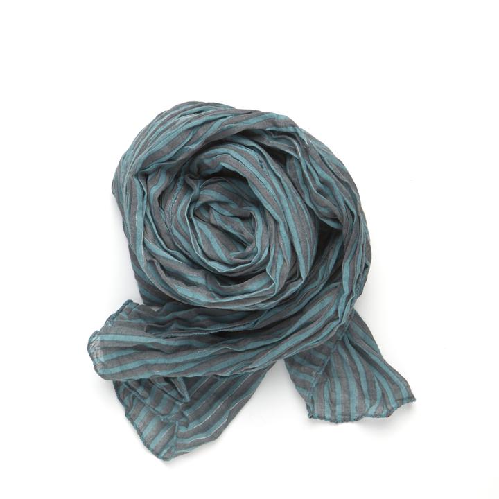 Cote Sud Stripe Scarf in Soft Turquoise and Dove Grey