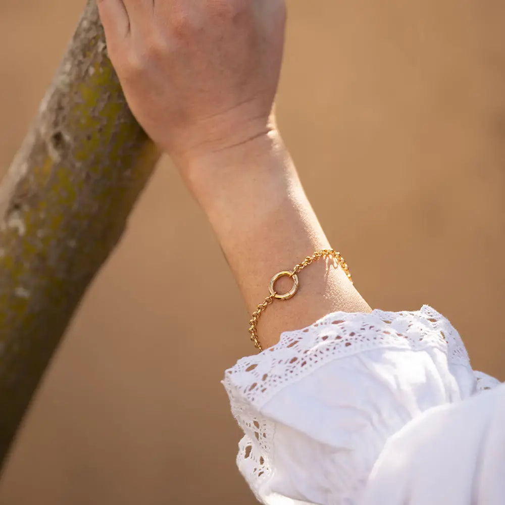 Rolo Chain with Charm Holder Clasp Bracelet