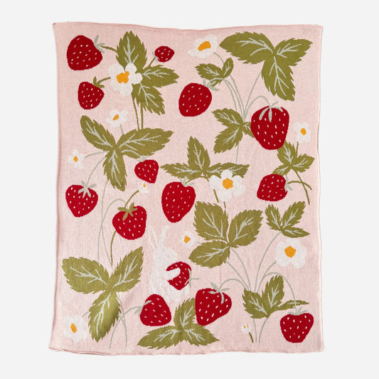 Organic Strawberry Bunny Baby Blanket