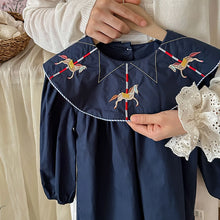 Load image into Gallery viewer, Navy Carousel Wide Collar Dress
