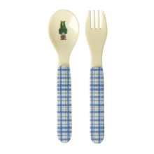 Load image into Gallery viewer, Nathalie Lété Baby Spoon and Fork in Blue
