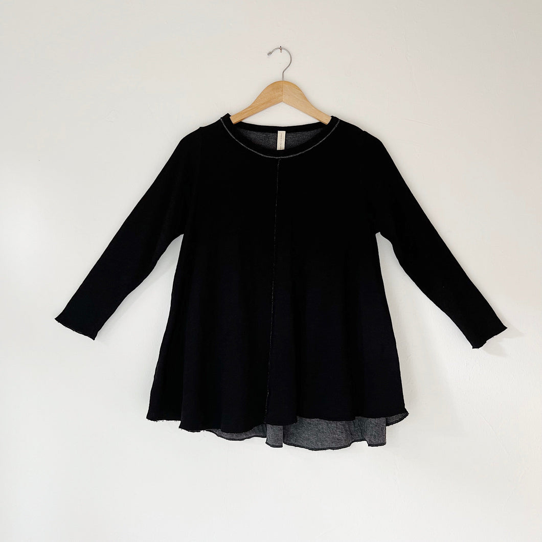 North Star Base | Double Cotton High-Low Top in Black
