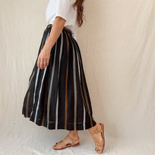 Load image into Gallery viewer, Ichi Antiquités | Linen Skirt in Dobby Stripe - Black
