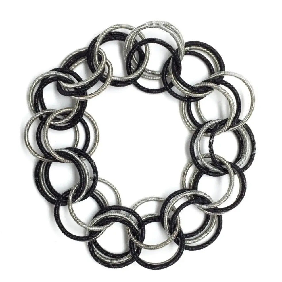 Sea Lily | Spring Ring Bracelet in Black and Silver
