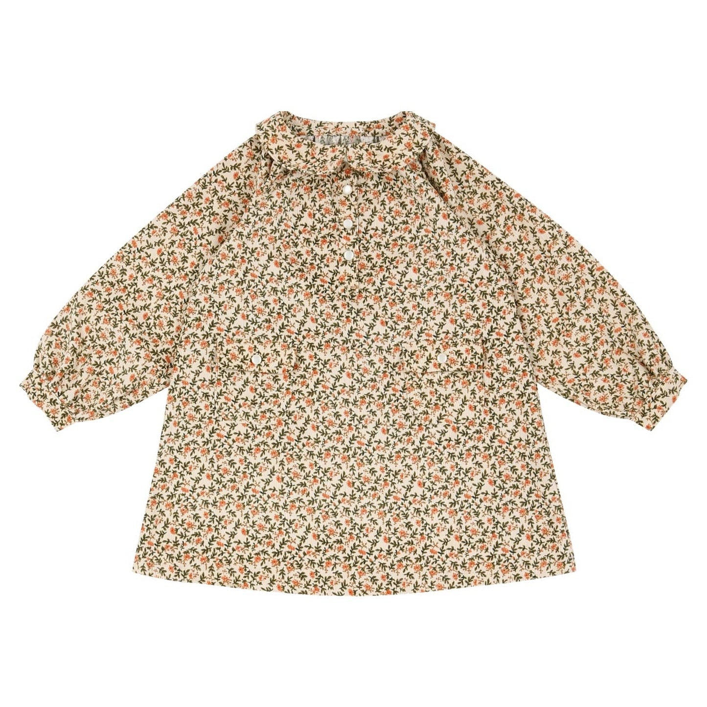 Pinwheel Corduroy Floral Pleat Dress