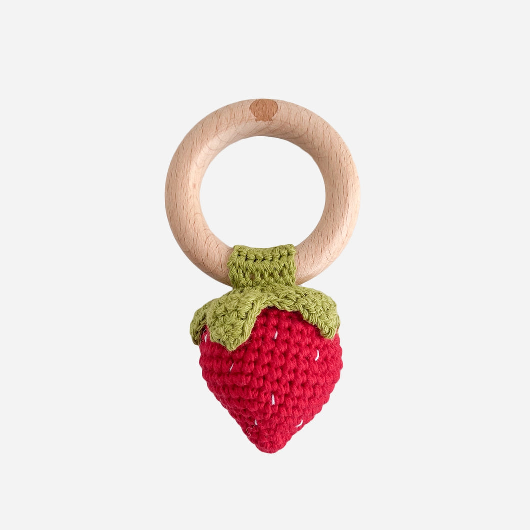 Cotton Strawberry Crochet Rattle