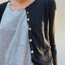 Load image into Gallery viewer, Cut Loose | Cropped Fine Linen Blend Cardigan in Black
