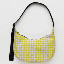 Load image into Gallery viewer, Baggu | Crescent Bag in Pink Pistachio Pixel Gingham
