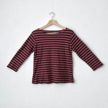 Load image into Gallery viewer, Cut Loose | 3/4 Sleeve Boatneck Linen Blend Top in Barnwood Stripe
