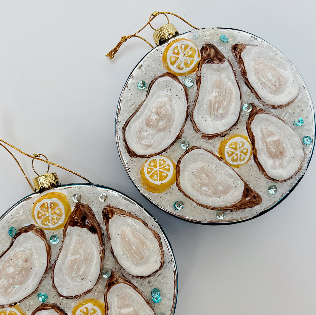 Plated Oysters on Ice Ornament