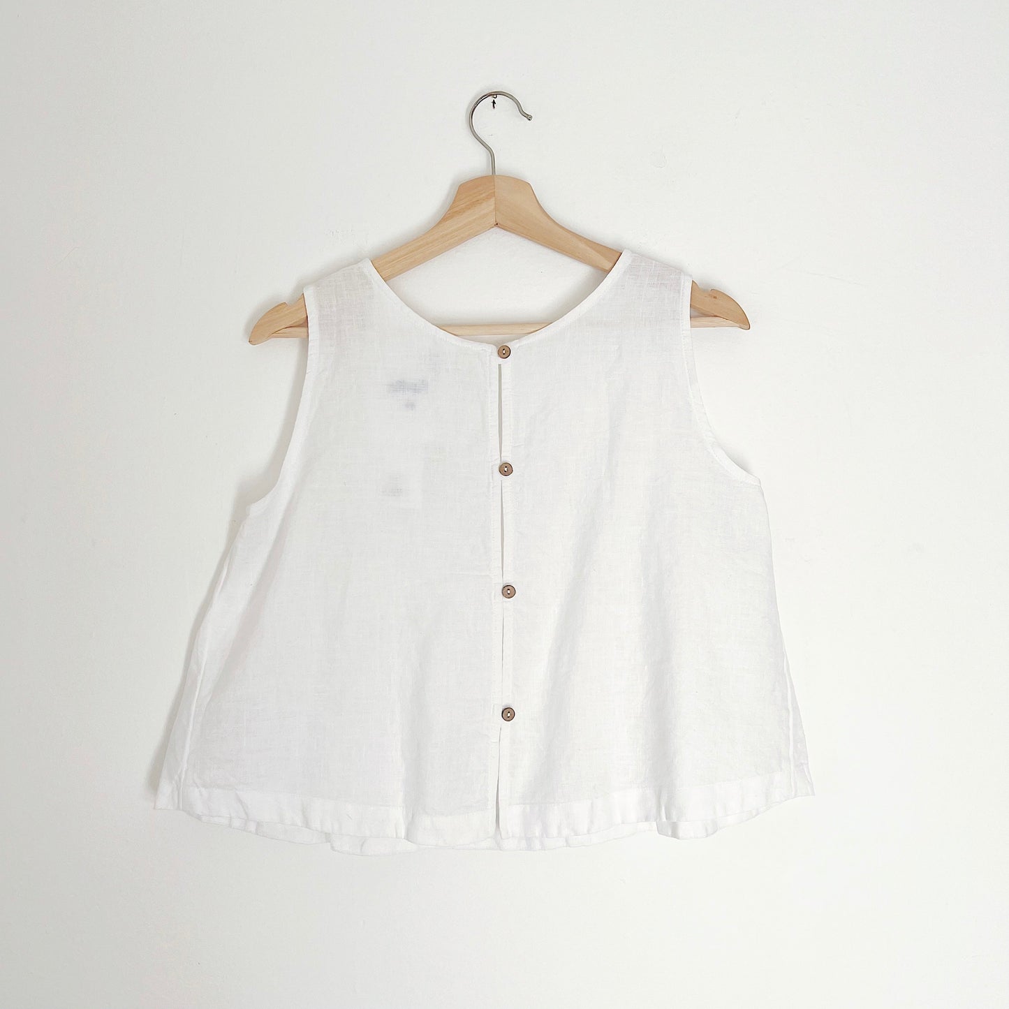 Button Back Tank in White