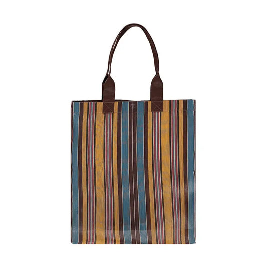 Woven Market Shopper in Yellow, Saxe Blue & Rose Beige