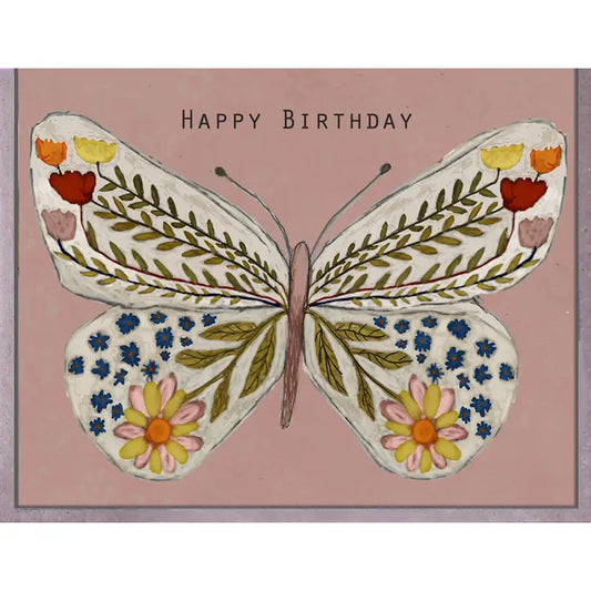 Pink Butterfly Flowers Card