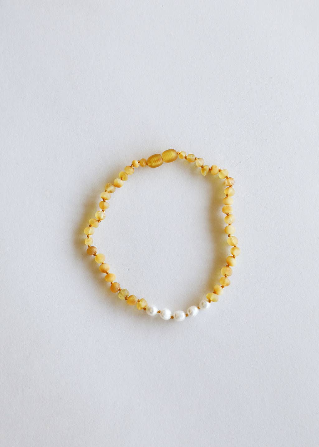 Raw Honey Amber + Pearl Necklace