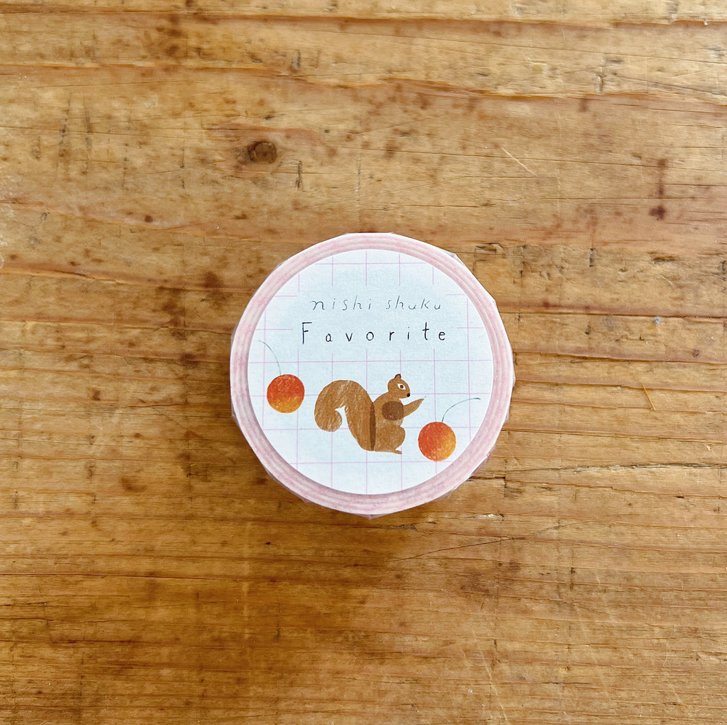 Hyogensha | Cherry Squirrel Washi Tape