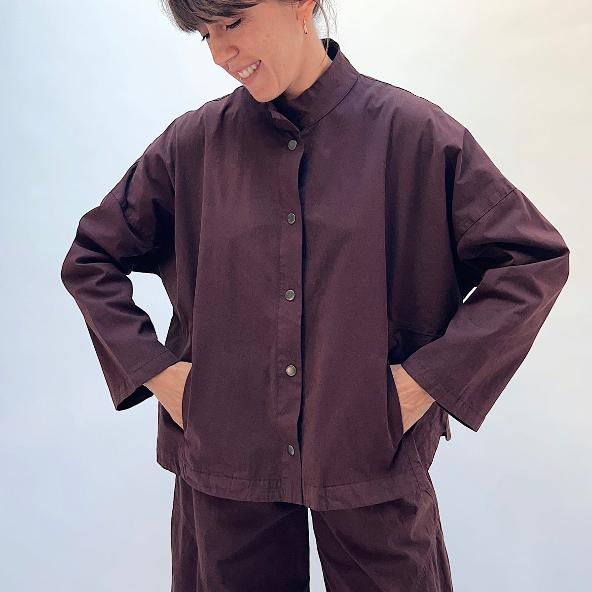 Stand Collar Jacket in Chicory
