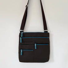 Load image into Gallery viewer, Highway | Nico Multi-Pocket Cross Body Shoulder Bag in Chocolate x Azure | Small
