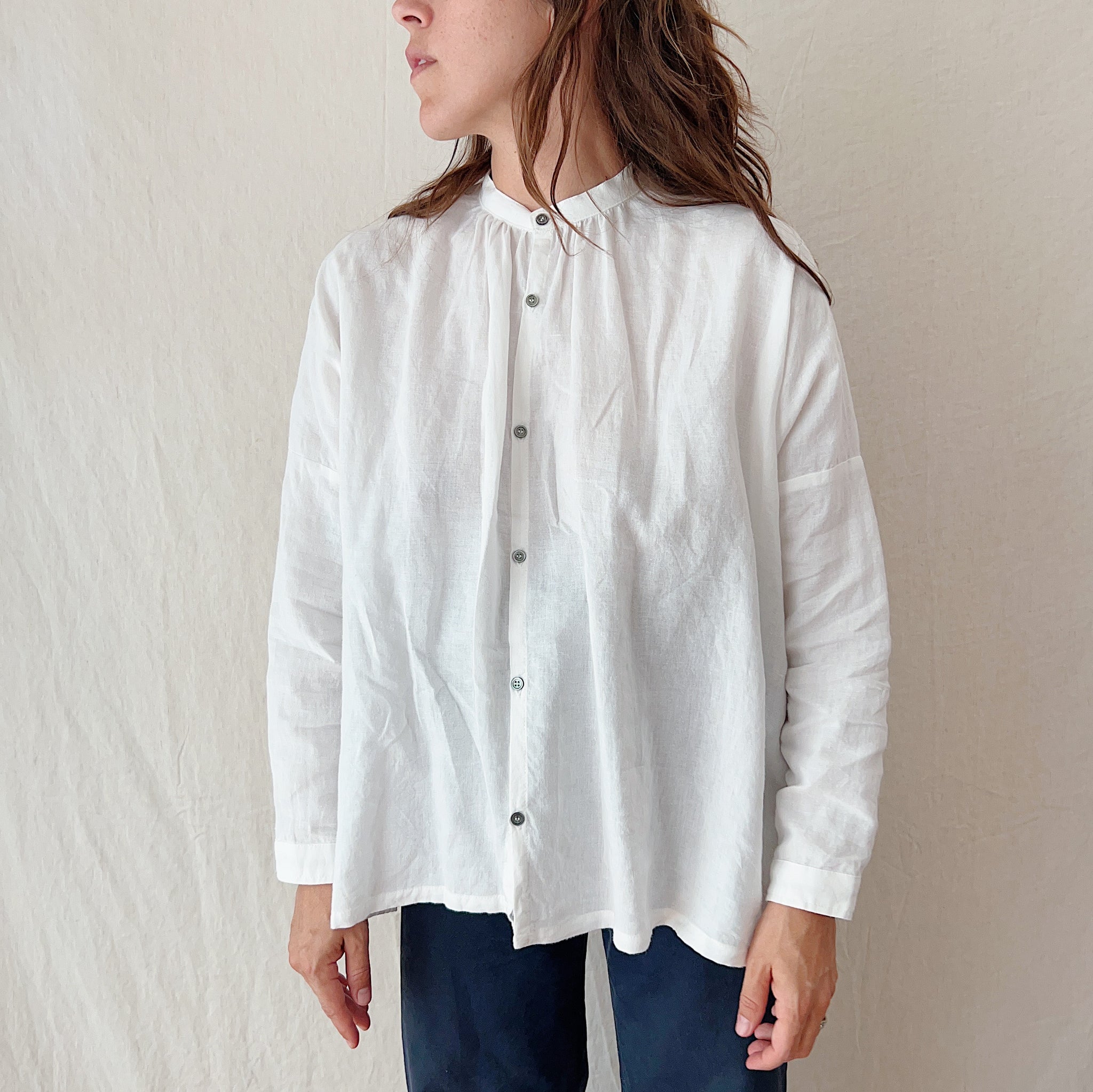 Ichi Antiquités | Azumadaki Ramie Flocky Polka Dot Shirt in White